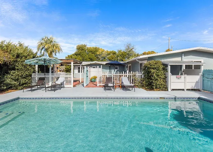 Shells Family Beach House Coastal Retreat With Private Pool Golf Cart & Steps To The Beach